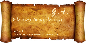 Géczy Annamária névjegykártya