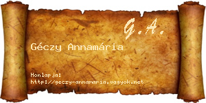 Géczy Annamária névjegykártya